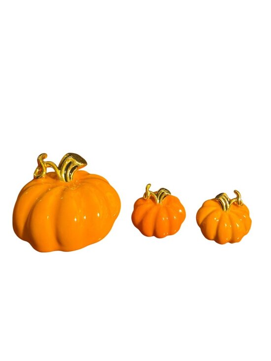 Best Jewelry - Vintage Best Pumpkin Pin Pendant Earrings Brooch Gold Tone Orange Enamel Estate